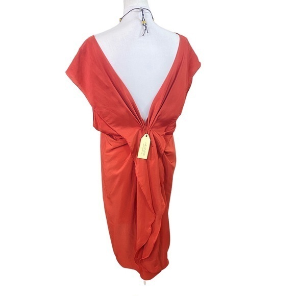 MSSP NWT Draped Back Caftan Silky Dress - XL - Rust Orange - Picture 3 of 8
